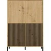 Top E Shop KAMARO 4DK SLIM/GL ĄŽUOLINĖ ARTISAN VITRINĖ SPINTELĖ