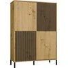 Top E Shop KAMARO 4DK SLIM/GL ĄŽUOLINĖ ARTISAN VITRINĖ SPINTELĖ