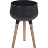 Beliani Shumee Metalo puodas 30 x 30 x 47 cm juoda su lengvos medienos AGROS