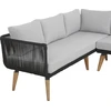 Lauko baldų komplektas Beliani Sodo kampinė sofa su stalu 5 asmenims ALCAMO kairinė, juoda, akacijos mediena