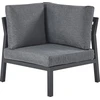 Lauko baldų komplektas Beliani Sodo kampinė sofa su staliuku 5 asmenims VIZZINI, pilka, metalinė