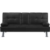 Beliani Trivietė sofa-lova ROXEN iš eko odos, juoda