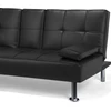 Beliani Trivietė sofa-lova ROXEN iš eko odos, juoda