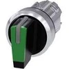 Siemens 3 padėčių jungiklio pavara I-O-II 22 mm žalia su apšvietimu be savaiminio grįžimo (3SU1052-2BL40-0AA0)