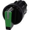 Siemens Jungiklis 22mm, apvalus, juodas/žalias plastikinis. rašiklis 3 poz. I-0-II be savaiminio grąžinimo 3SU1002-2BL40-0AA0