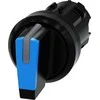 Siemens Jungiklis su apšvietimu 22 mm apvalus plastikinis juodas/mėlynas kr rašiklis 3 padėtys i-o-ii 3SU1002-2BL50-0AA0