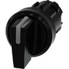 Siemens Jungiklis su apšvietimu 22 mm apvalus plastikinis juodas trumpas 3 pozicijų i-o-ii 3SU1002-2BL10-0AA0