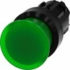 Siemens Apšviestas grybo mygtukas 22 mm apvalus plastikinis žalias 30 mm su spyruokliniu grąžinimu 3SU1001-1AD40-0AA0
