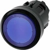 Siemens Apšviestas mygtukas 22 mm apvalus mėlynas plastikinis plokščias be savaiminio grįžimo, atrakinamas paspaudus 3SU1001-0AA50-0AA0