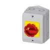 Siemens Pagrindinis/avarinis jungiklis korpuse 3P 16A 7,5kW AC23A 400V pagalbiniai kontaktai 1Z 1R geltona ir raudona rankenėlė 3LD2064-1GP53