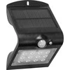 Sieninis šviestuvas Orno SILOE LED 1,5 W, saulės energija varomas šviestuvas su judesio jutikliu 120°, 190 lm, IP65, 4000 K, 1200 mAh, dvigubas šviesos šaltinis, juodas