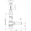 Sifonas plieninei ūkinei plautuvei Deante, ZXY_9965, Steel