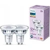 Signify „Philips“ LED klasikinė lempa 50 W GU10 šiltai balta 355 lm sidabrinė 2 vnt. pakuotėje