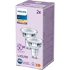 Signify „Philips“ LED klasikinė lempa 50 W GU10 šiltai balta 355 lm sidabrinė 2 vnt. pakuotėje