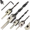 Grąžtas SILVER Sidabrinis WIERTŁA DO DREWNA Z POGŁĘBIACZEM 3-6mm 5szt.