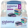 Sistema - 200 ml stačiakampiai indai su akcentais, 3 vnt. rinkinys (81522-T)