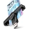 Axagon Sulankstoma kišenė USB-A kontaktas Smart / ID kortelių skaitytuvas.