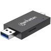 Skaitytuvas Manhattan Skaitytuvas kart USB 3.2 Gen 1 (3.1 Gen 1) Type-A/Type-C Juodas, Permatomas
