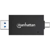 Skaitytuvas Manhattan Skaitytuvas kart USB 3.2 Gen 1 (3.1 Gen 1) Type-A/Type-C Juodas, Permatomas