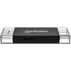 Skaitytuvas Manhattan Skaitytuvas kart USB 3.2 Gen 1 (3.1 Gen 1) Type-A/Type-C Juodas, Permatomas