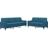 Sofa Sofos komplektas su pagalvėlėmis, 2 dalių, mėlynas, aksomas