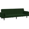 Dvivietė sofa-lova su dvejomis pagalvėmis, žalia, aksomas