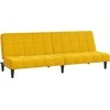 Dvivietė sofa-lova, geltonos spalvos, aksomas