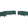 Sofa Chesterfield sofų komplektas su pagalvėlėmis, 3 dalių, žalia