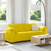 Trivietė sofa, geltona, 220x77x82 cm, aksomas