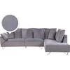 Beliani 4 vietų L formos sofa LUNNER, pilkos spalvos velvetas, kairinė