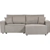 Beliani Išskleidžiama 3 vietų sofa-lova KARILA, smėlio pilkumo spalvos, su patalynės dėže, kairinė