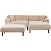 Beliani 3 vietų kampinė sofa HOLT, smėlio spalvos, su otomanu, kairinė