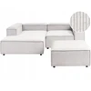 Beliani Modulinė 3 vietų sofa ARDAL dešininė, kreminės spalvos velvetinė su otomanu