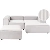 Beliani ARDAL 3-vietė modulinė sofa kairinė, kreminė balta, velvetas su otomanu