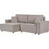 Beliani Išskleidžiama kampinė sofa KARILA, 3 vietų, smėlio spalvos, su patalynės dėže, dešininė