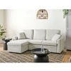 Beliani Išskleidžiama 3 vietų kampinė sofa NASSJO sintetinis linas šviesiai smėlio spalvos dešininė