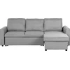 Beliani Išskleidžiama 3 vietų kampinė sofa NESNA, šviesiai pilka, su patalynės dėže, kairinė