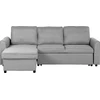 Beliani Išskleidžiama kampinė sofa NESNA, šviesiai pilka, su patalynės dėže, dešininė