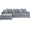 Beliani 4 vietų kampinė sofa OSLO, veliūras, pilka, dešininė