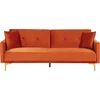 Beliani Trivietė sofa-lova LUCAN iš veliūro, oranžinė