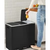 SONGMICS virtuvinė šiukšliadėžė su pedalu, 3 x 18 l, 54 l, juoda, B083LDWM93