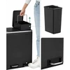 SONGMICS virtuvinė šiukšliadėžė su pedalu, 3 x 18 l, 54 l, juoda, B083LDWM93