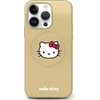 Hello Kitty HKHMP14LPGHCKD Apple iPhone 14 Pro 6.1″ auksinis kietas dėklas Leather Kitty Head MagSafe