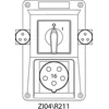 Spamel Montavimo rinkinys su lizdu 16A 5P + 2x2P + Z 0-1 raudona (ZI04R211)