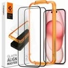 Apsauginis stiklas telefonui Apple iPhone 15 Plus Spigen ALM Glass FC 2-pack juodos spalvos krašteliu
