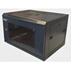 LEXI-Net 19" sieninė spinta 6U 600x450, keliamoji galia 60 kg, stiklinės durelės, išskleistos, juodos