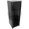 „Q-Lantec“ serverio spintelė 27U 600x1000, stiklinės priekinės durys, perforuotos plieninės galinės durys, spyna, 4 atraminės sijos, 4 reguliuojamo aukščio kojelės, savarankiškam surinkimui, juoda (SS-27U-600-1000-01-C)