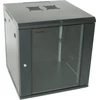 XtendLan 19" sieninė spinta 12U 600x600, keliamoji galia 60 kg, stiklinės durelės, išskleistos, juodos