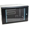 XtendLan 19" sieninė spinta 6U 600x450, keliamoji galia 60 kg, stiklinės durys, suvirintos, juodos