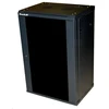 XtendLan 19" sieninė spintelė 18U 600x450, keliamoji galia 60 kg, stiklinės dūminės durys, išskleistos, juodos